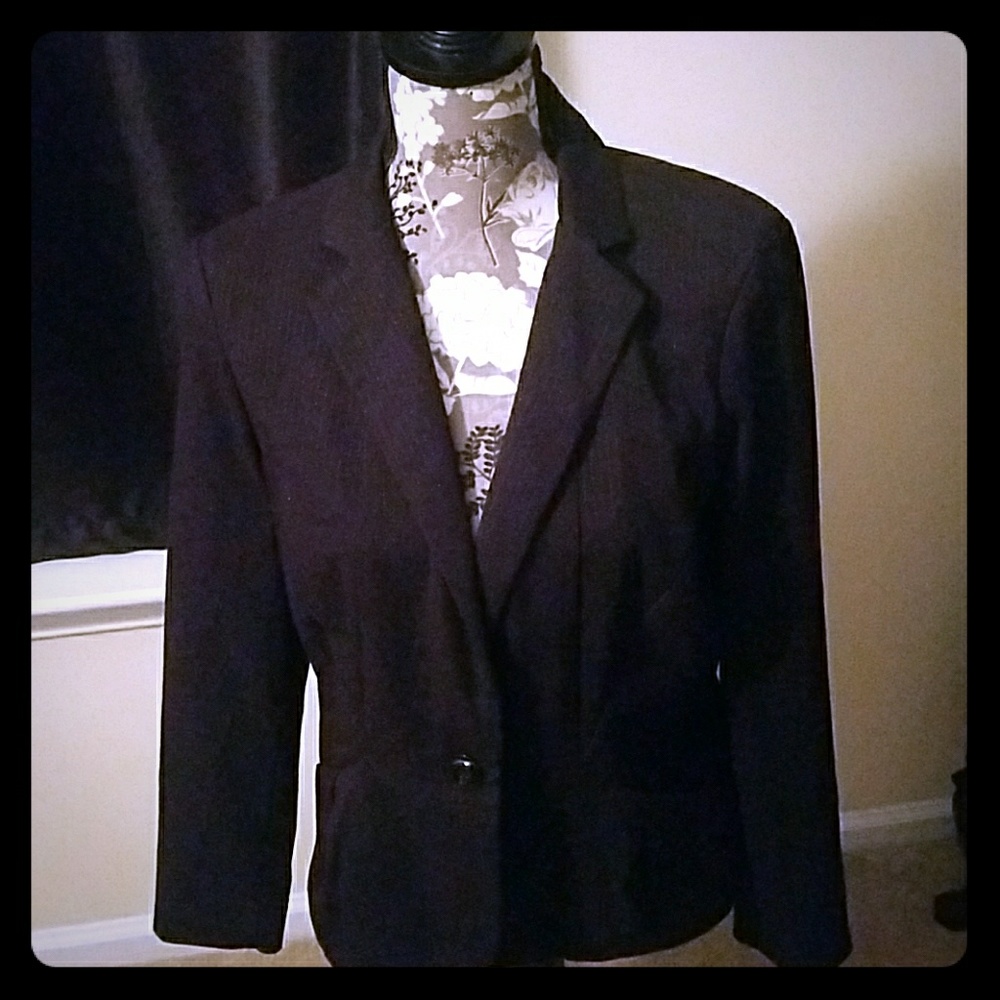 George by Mark Eisen Black Striped Blazer 8